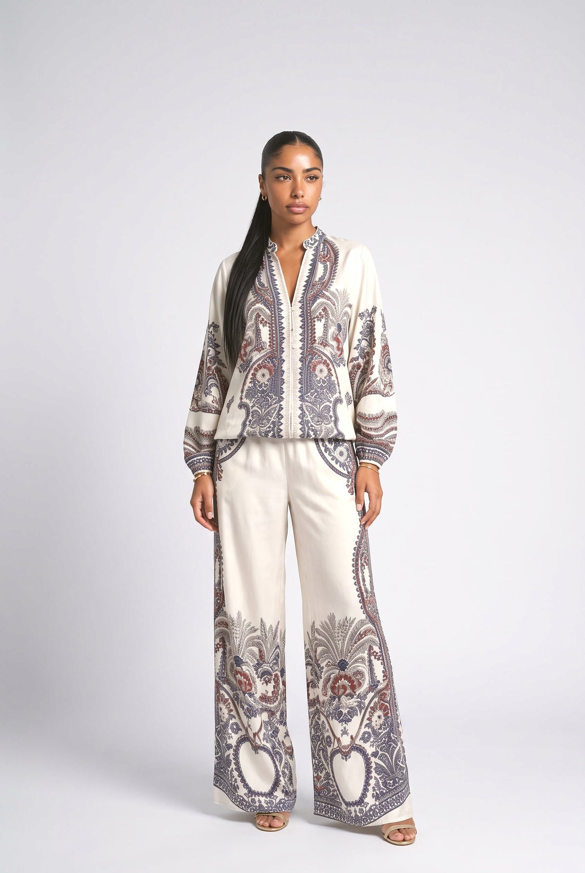 White Paisley Outfit Set, white set