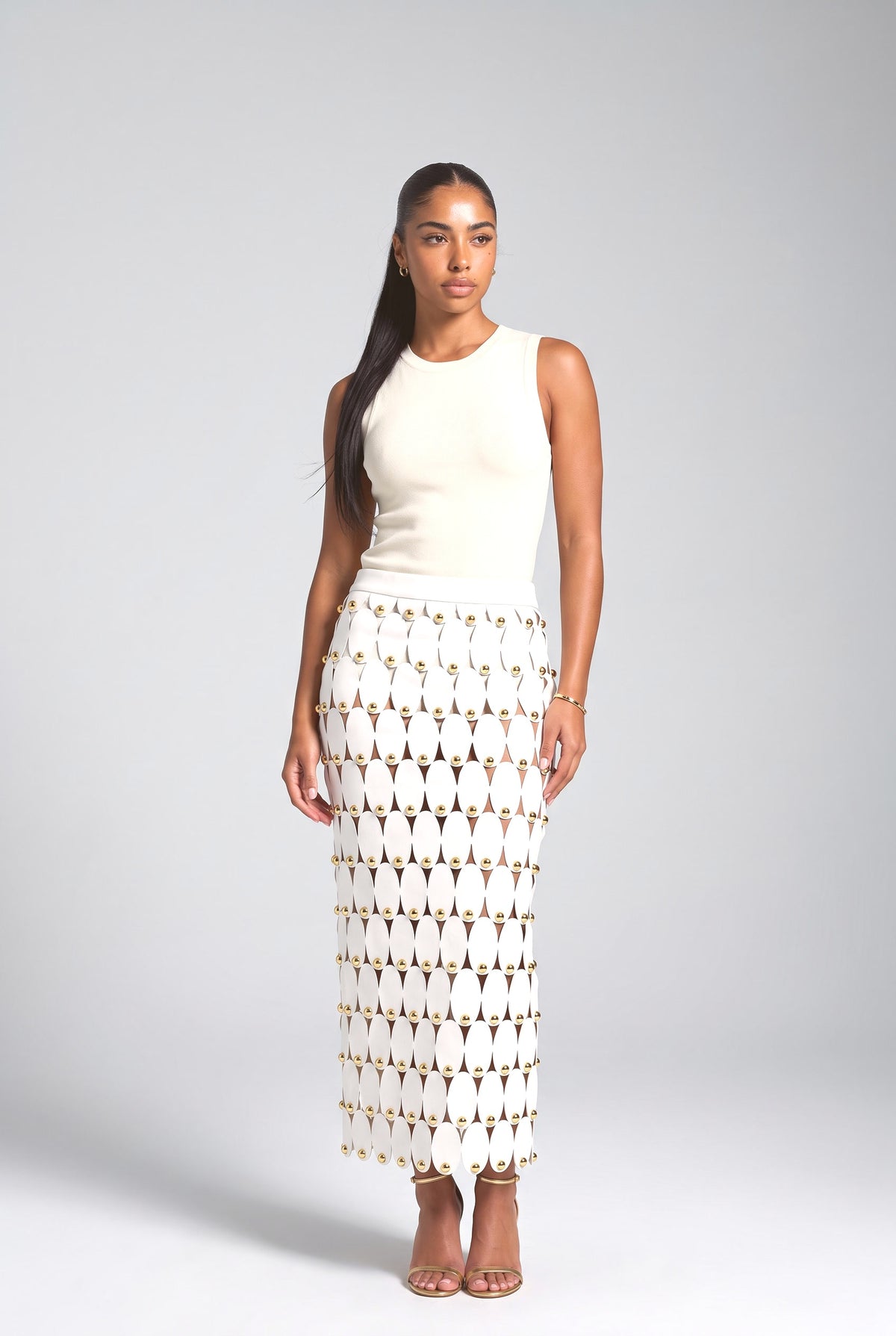 Cutout Maxi Skirt, white set