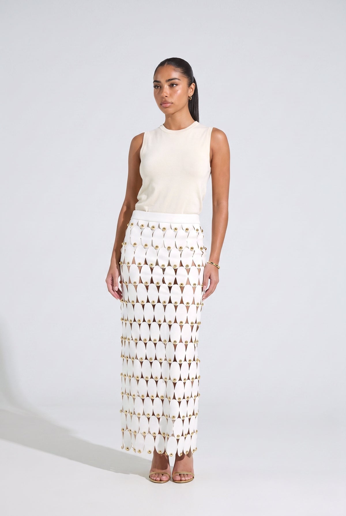 Cutout Maxi Skirt, white skirt