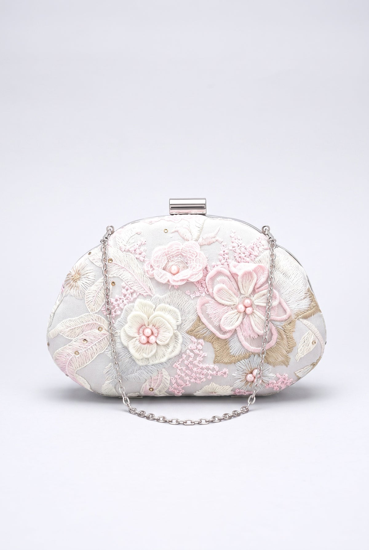 White Floral Handbag, white