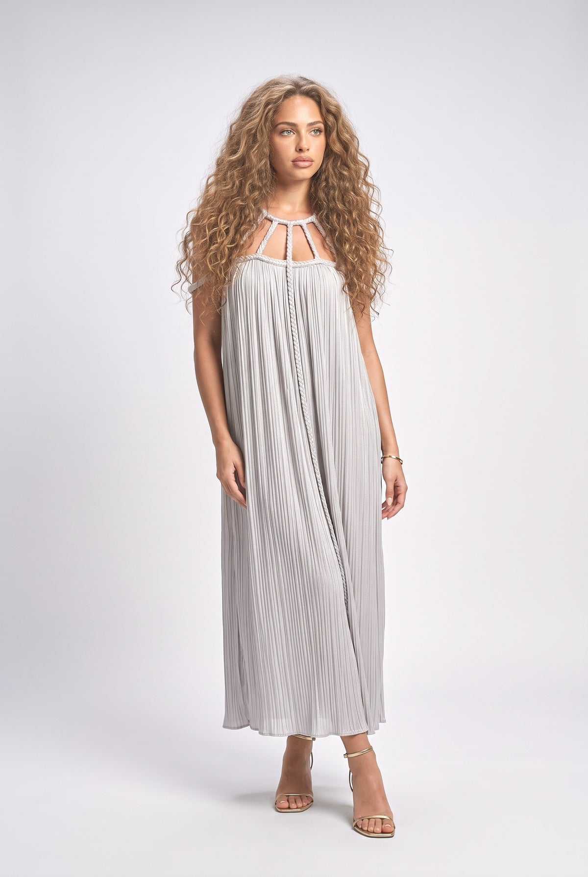 Draped Braids Cover Up Maxi Dress, white