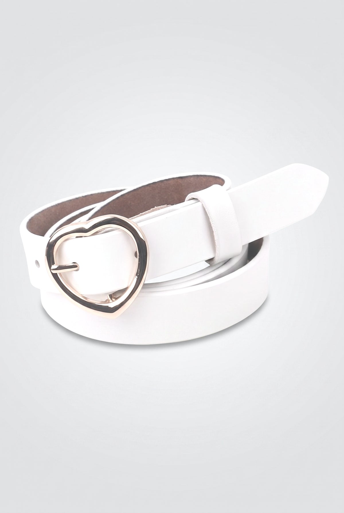 Feart-Shaped Buckle Belt, white