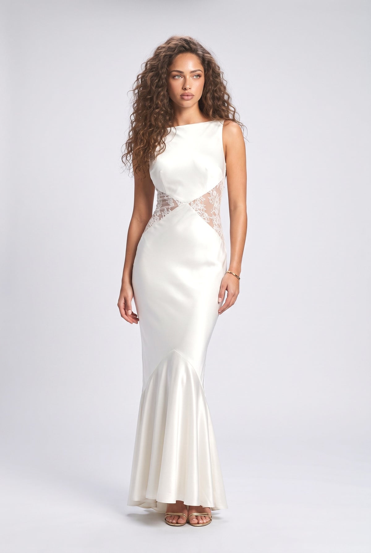 White Satin Mermaid Dress, white