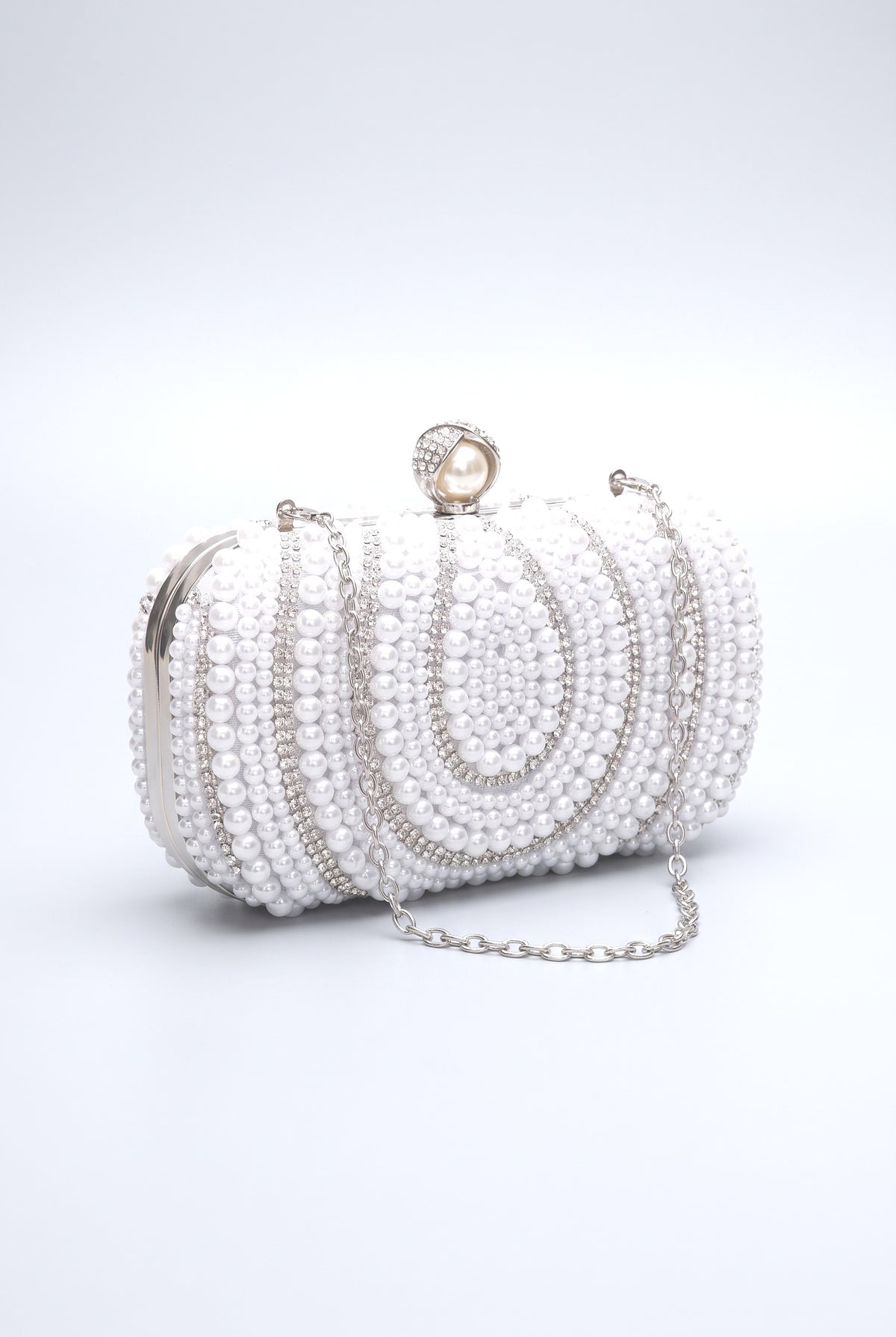 Vintage Pearl Evening Bag Handmade Beaded Embroidery Bag, white