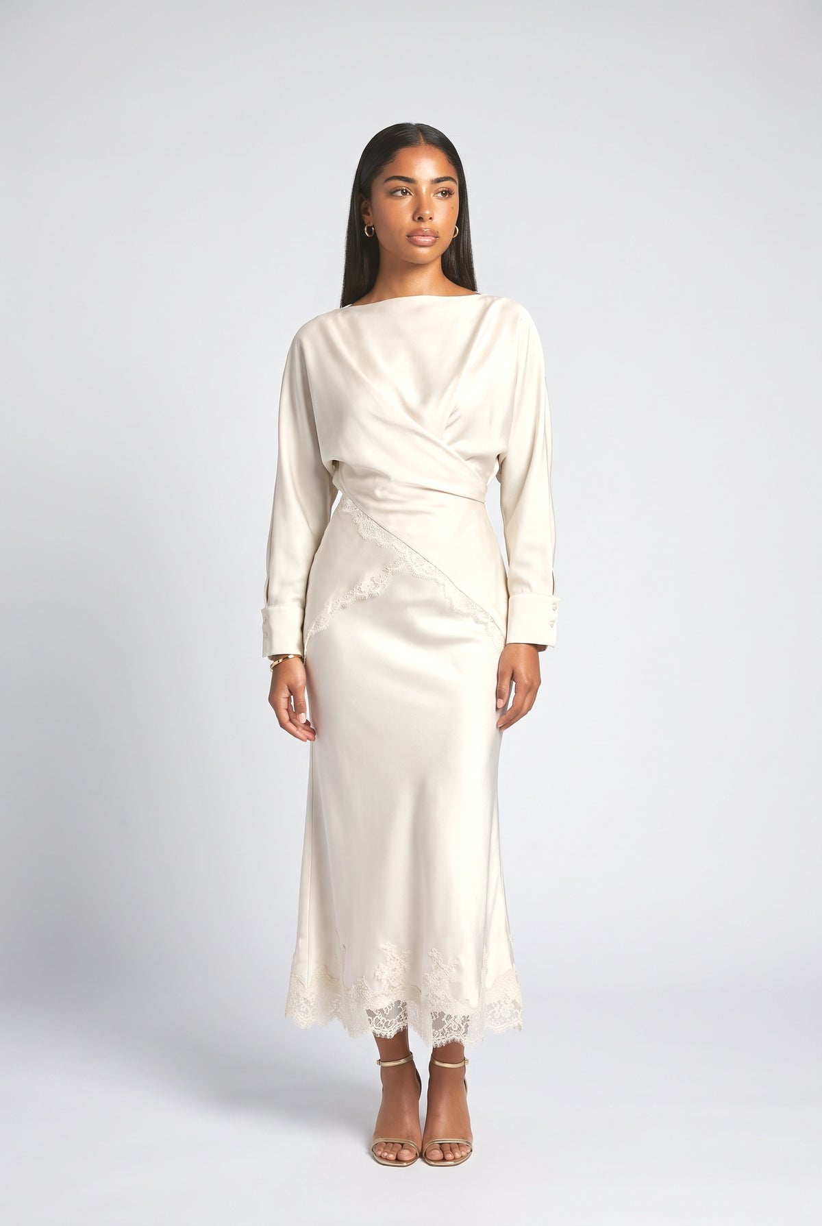 Satin Wrap Outfit Set, white