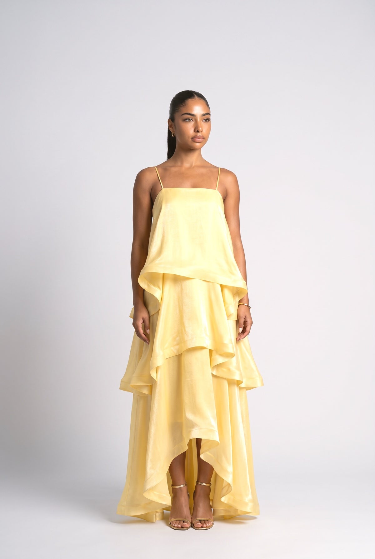 Ruffle Maxi Dress, yellow
