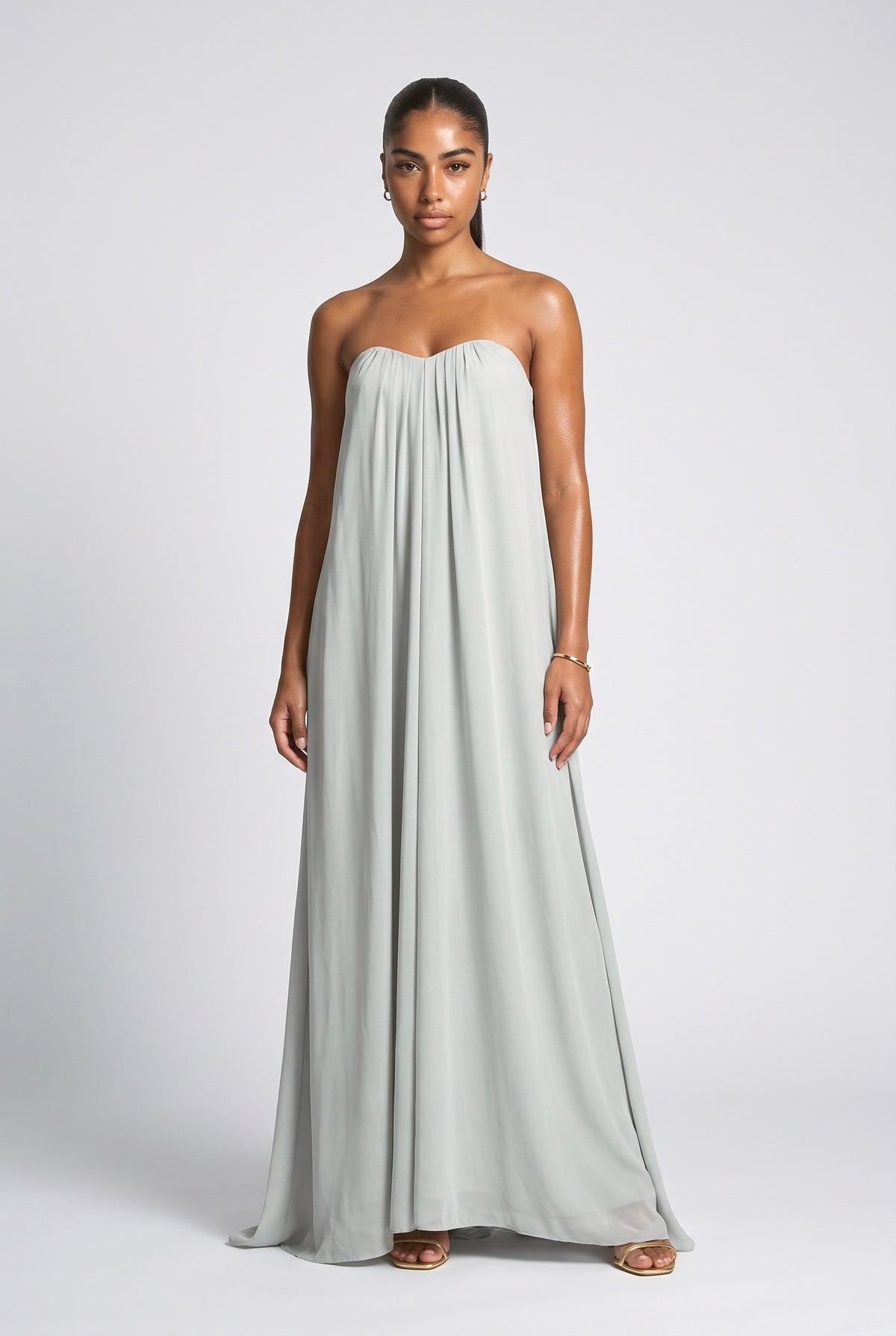 Strapless A-Line Maxi Dress, yellow
