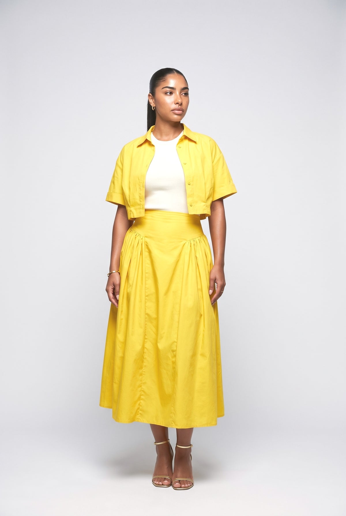Yellow Ruched Skirt, yellow