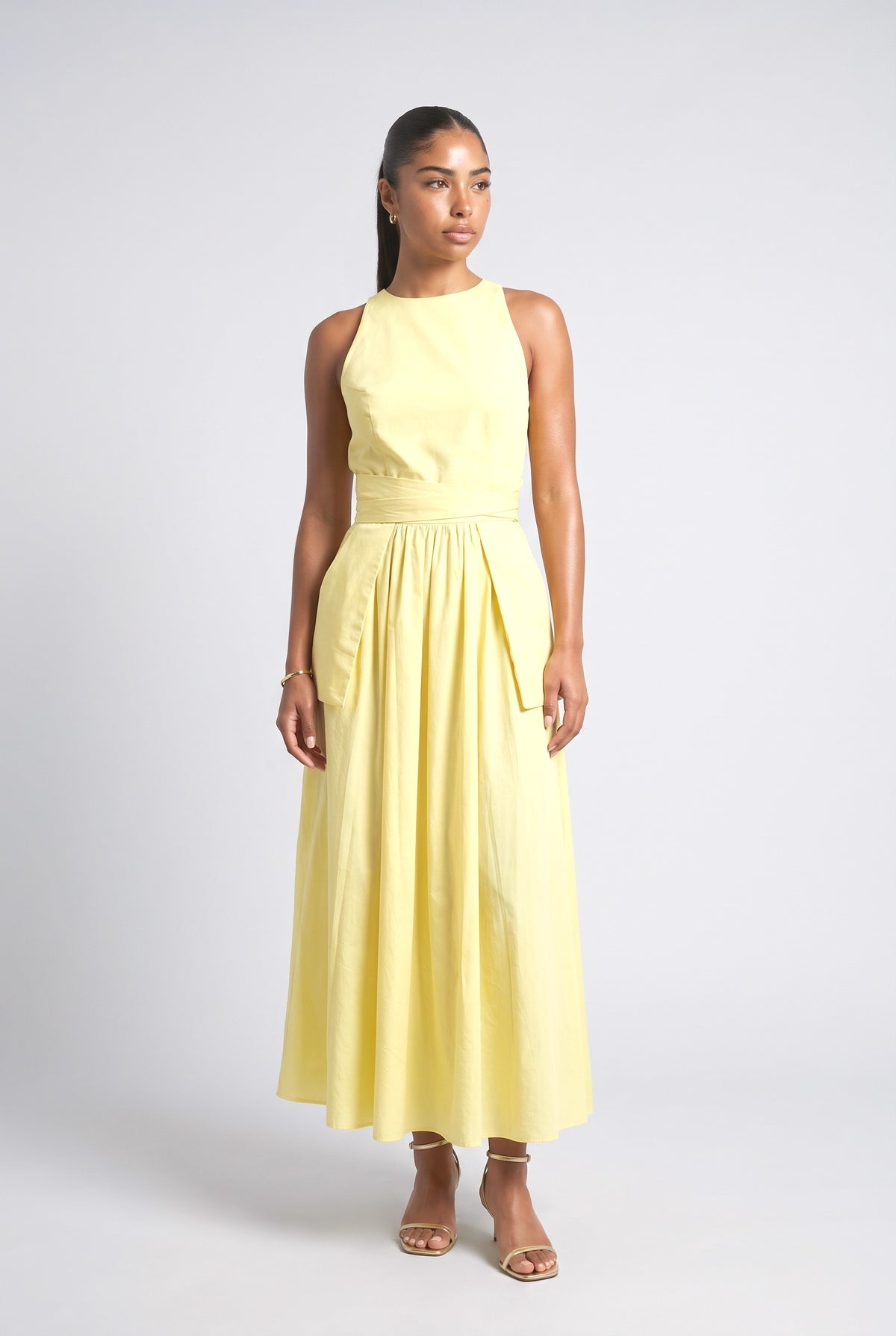 Lace Slit Dress, yellow