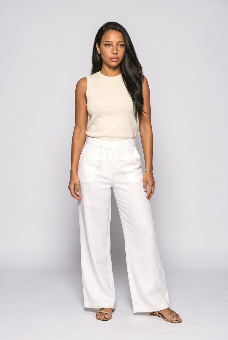 White Black Wide Leg Pants