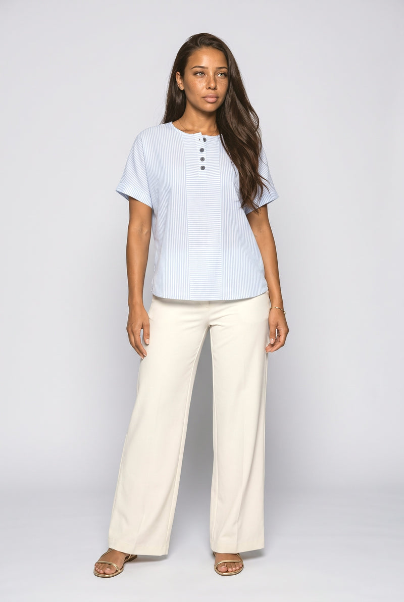 Sky Blue Striped T Shirt