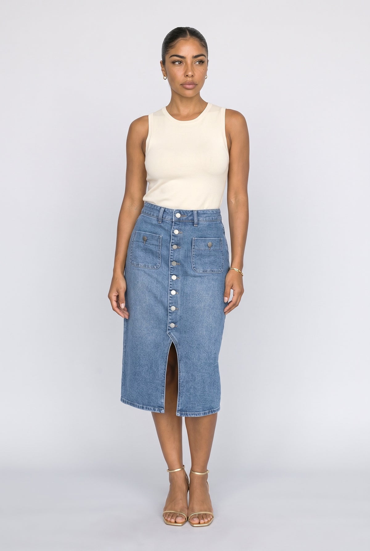 Denim Midi Skirt