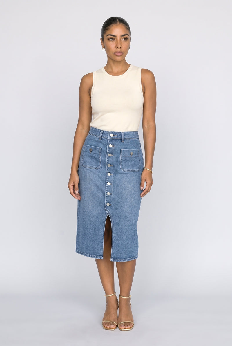 Denim Midi Skirt