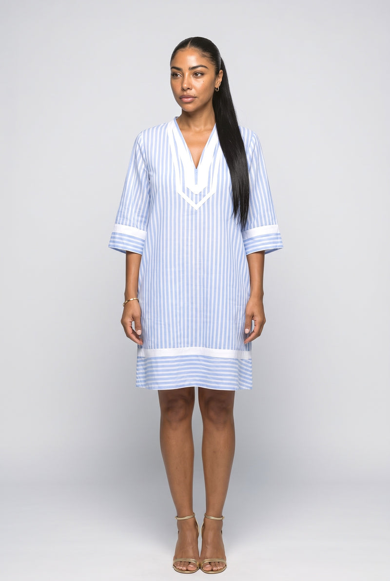 V-Neck Striped Beach Dress