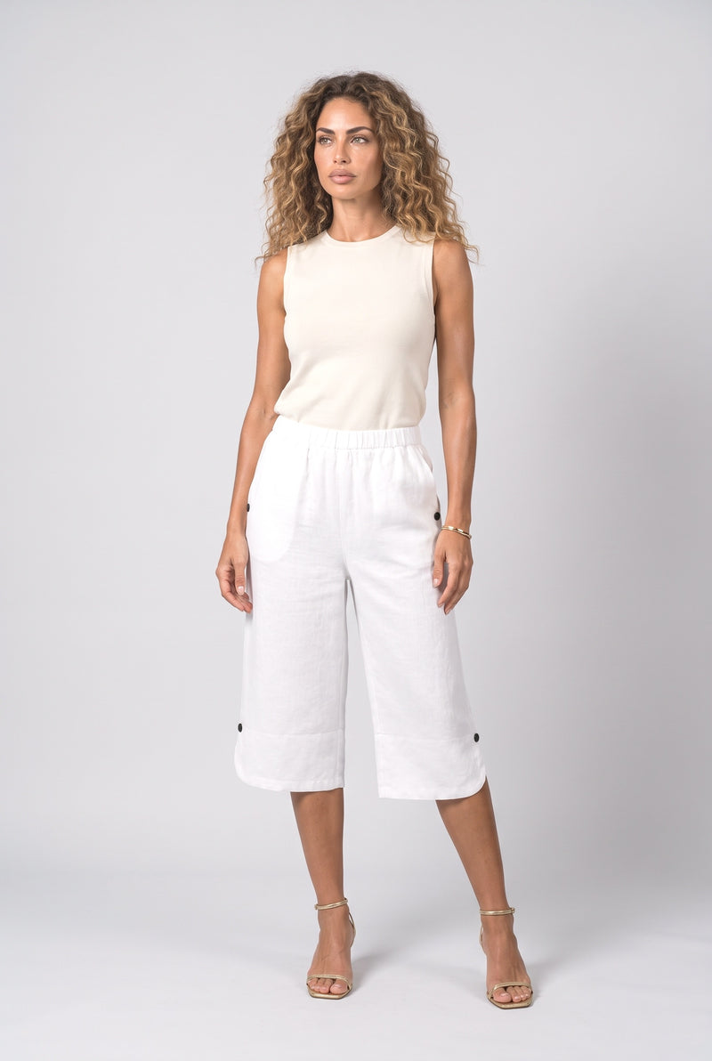 White Navy Wide Leg Pants