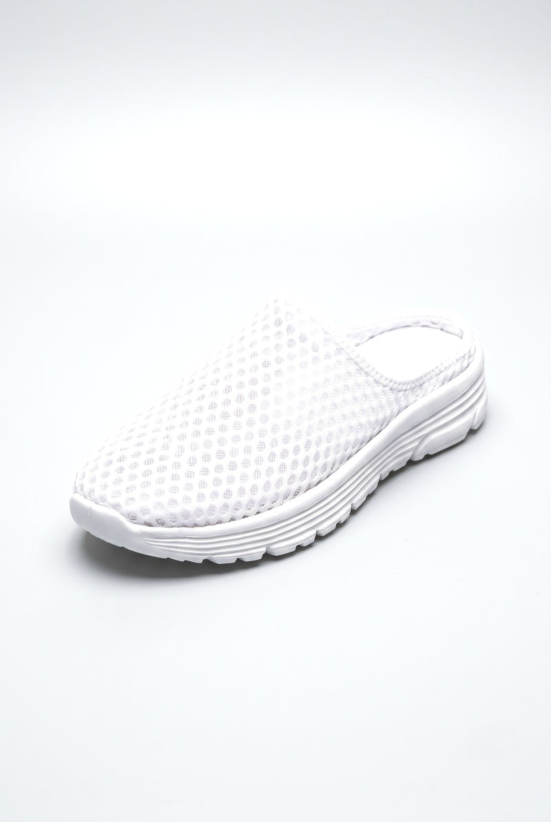 White Mesh Mule Shoes