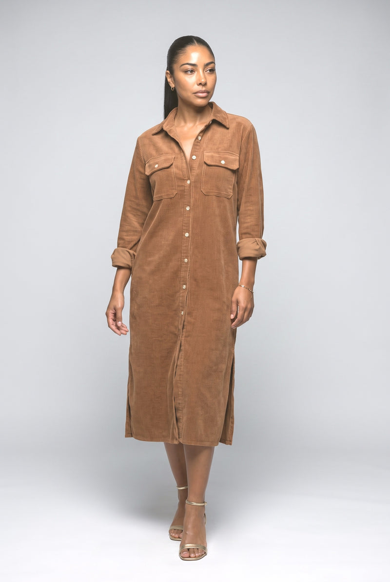Brown Ribbed Summer Dress