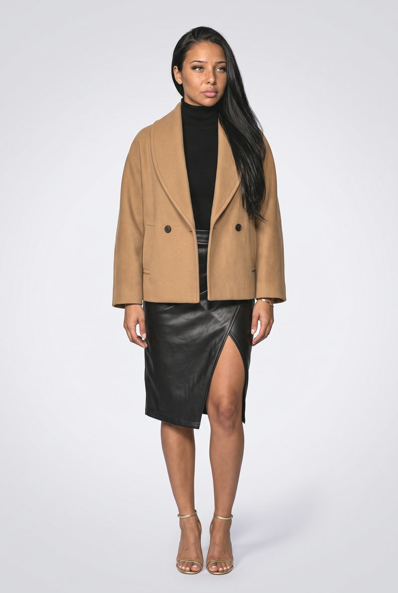 Batwing Sleeve Wool Coat