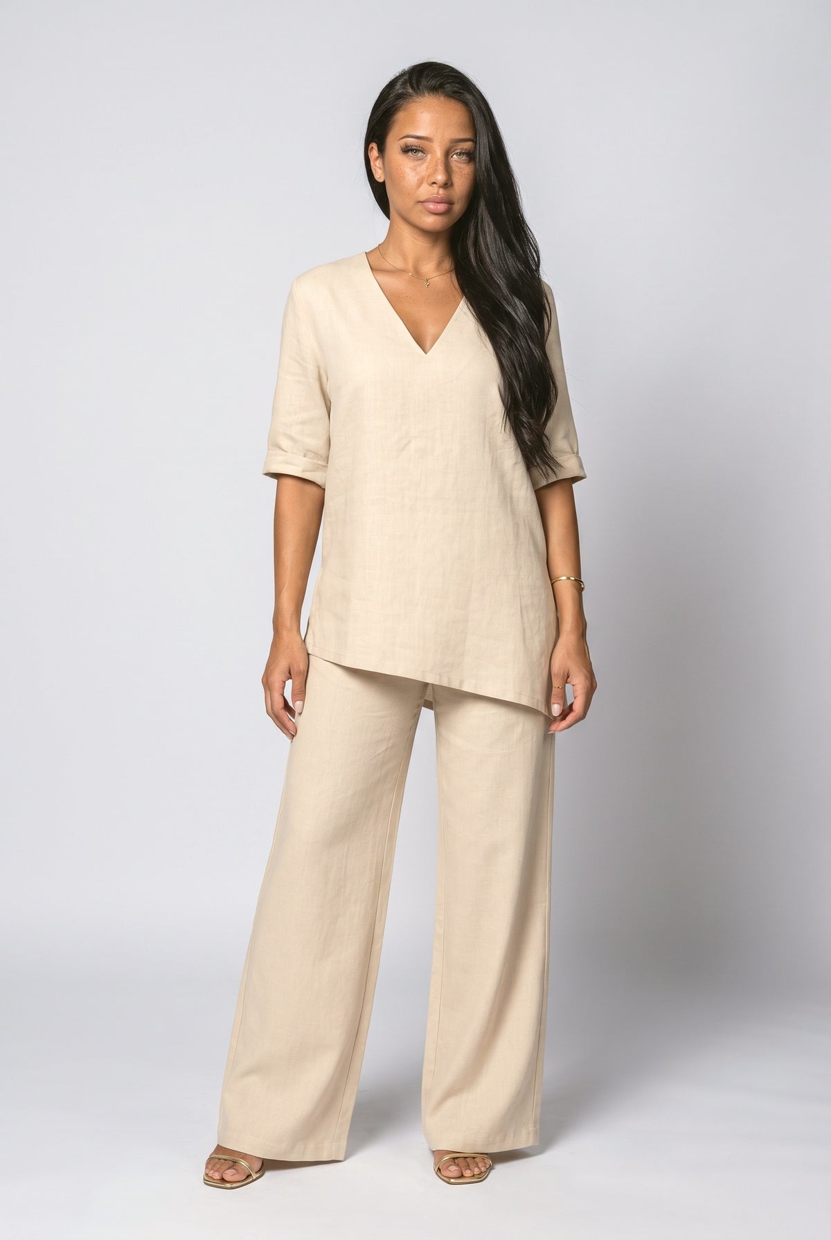 V-Neck Two Piece Outfit