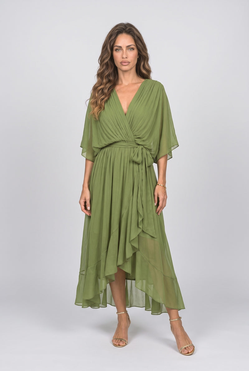 Olive V-Neck Maxi Dress