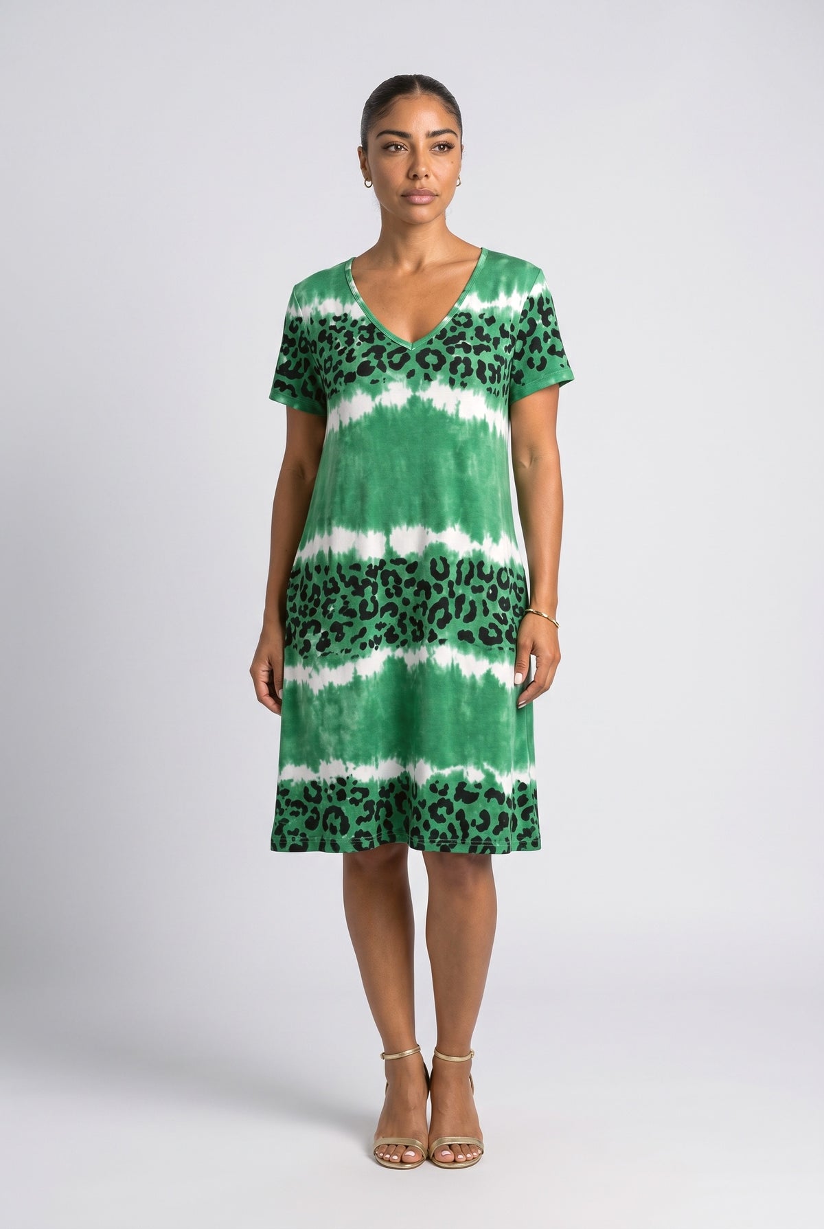 Knit V-Neck Leopard Summer Dress