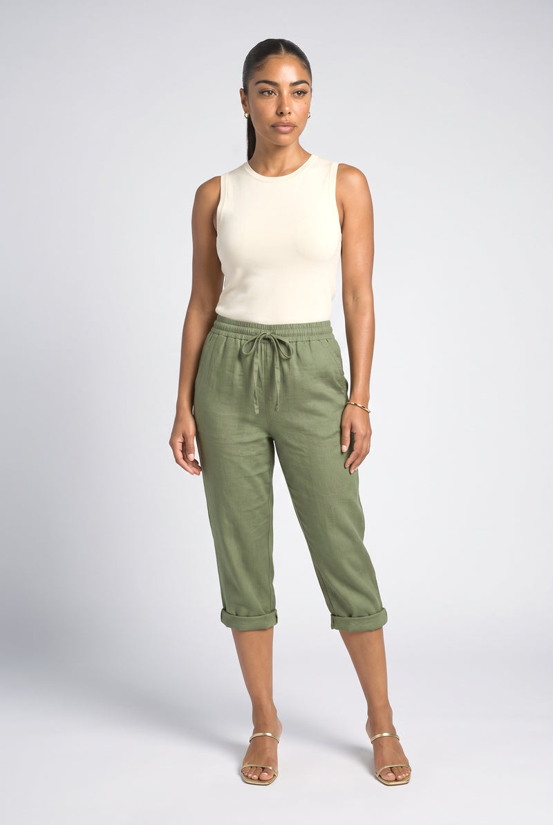 Olive White Shorts