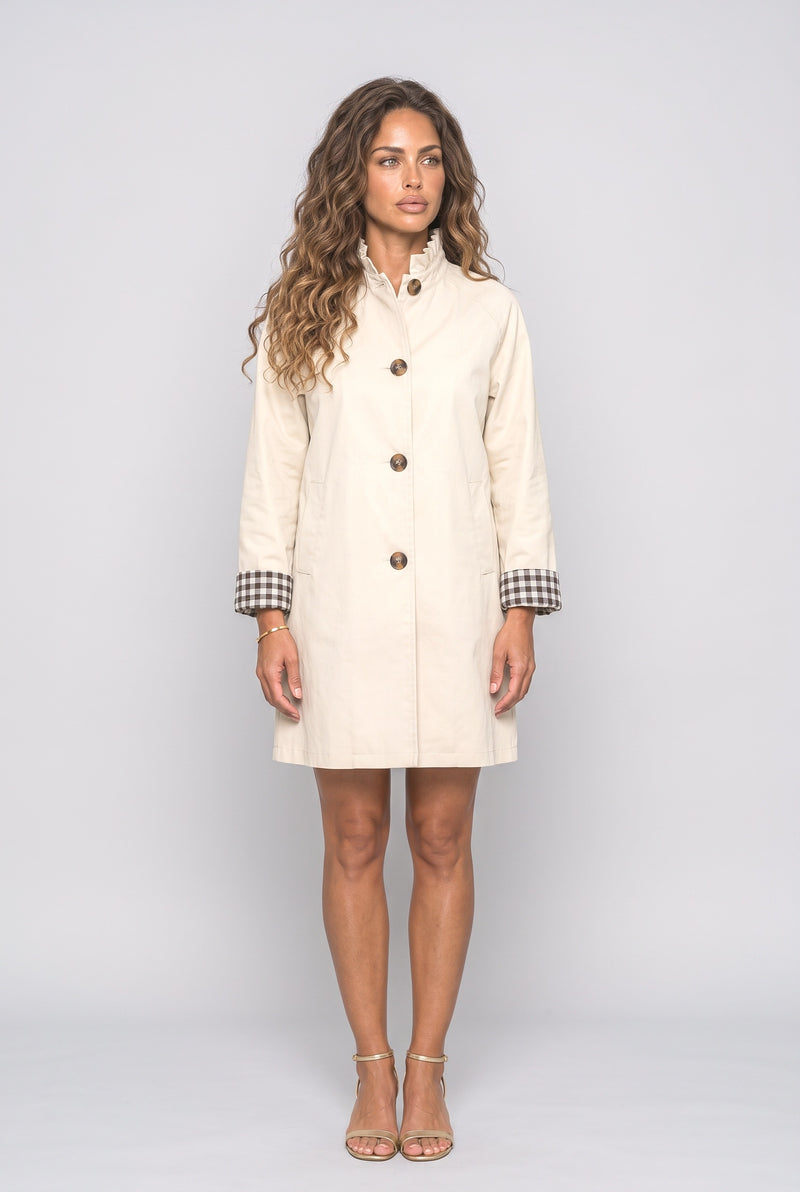 Plaid Ruffle Trench Coat