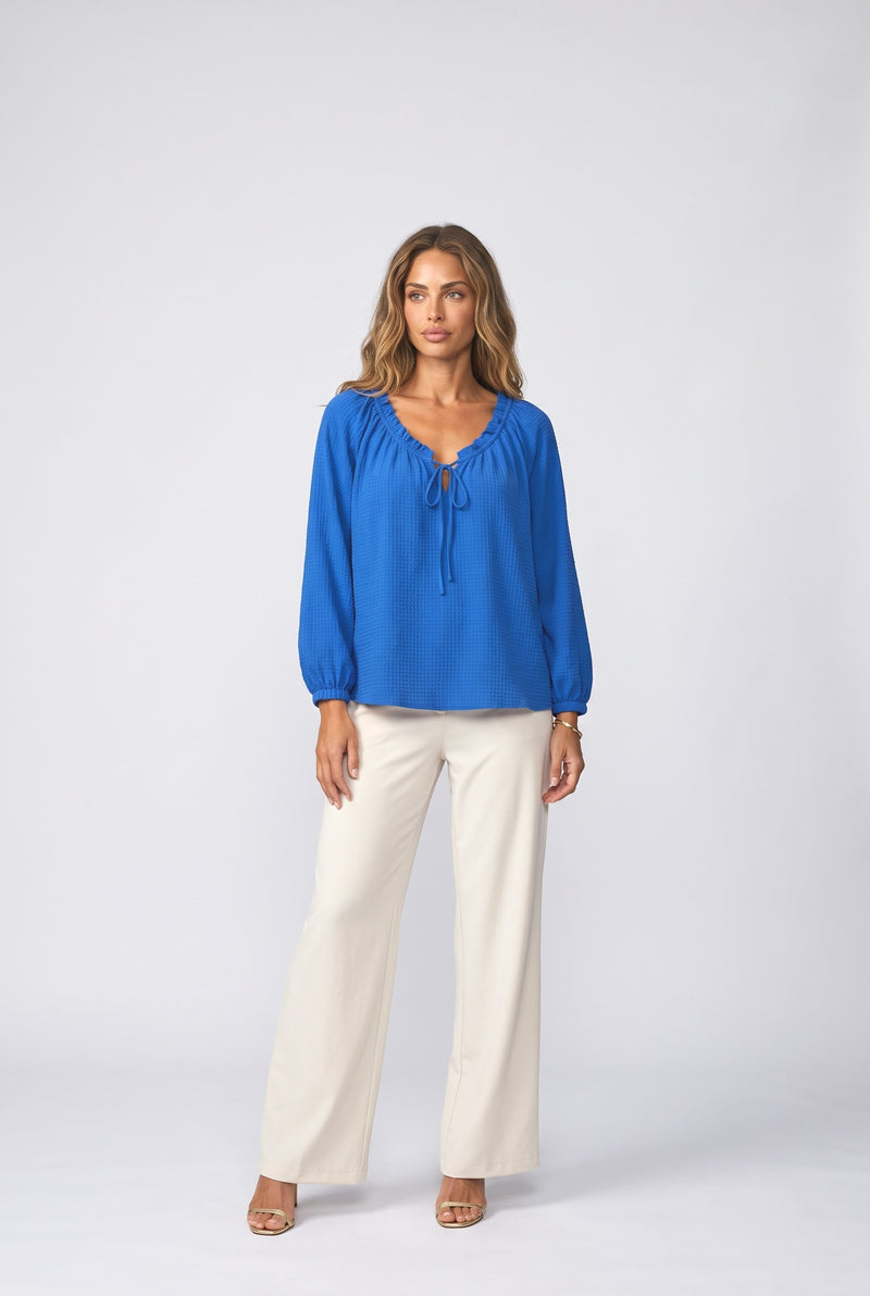 Dunkelblau Ruffle Blouse