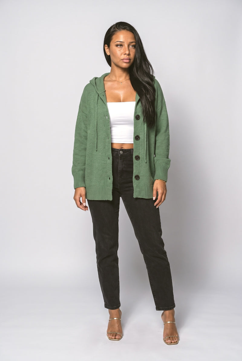 Green Oversized Knit Cardigan