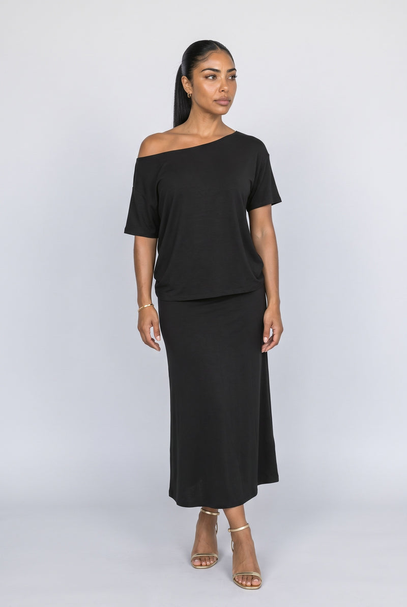 Black Off-Shoulder Two Piece Outfit