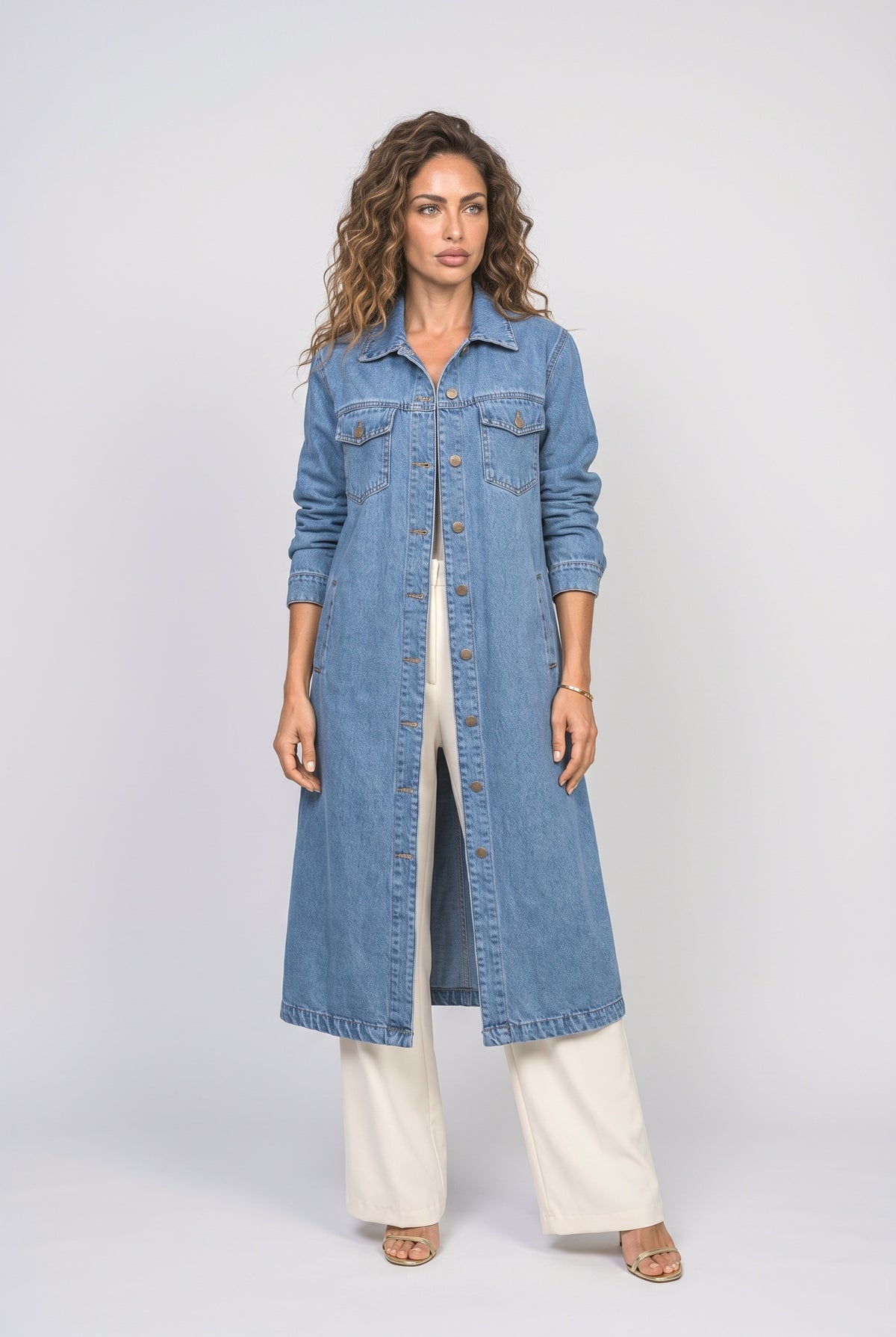 Denim Oversized Wool Coat