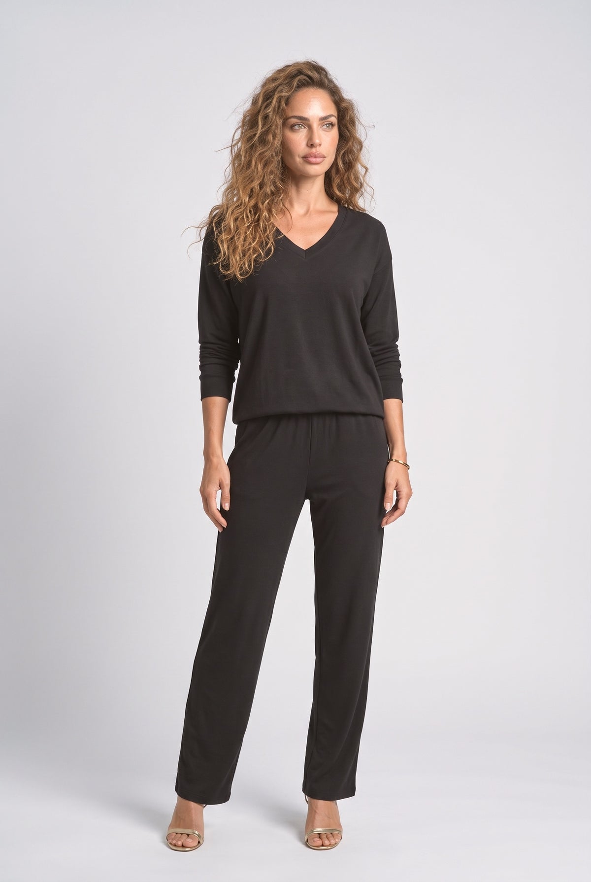 V-Neck Two Piece Outfit
