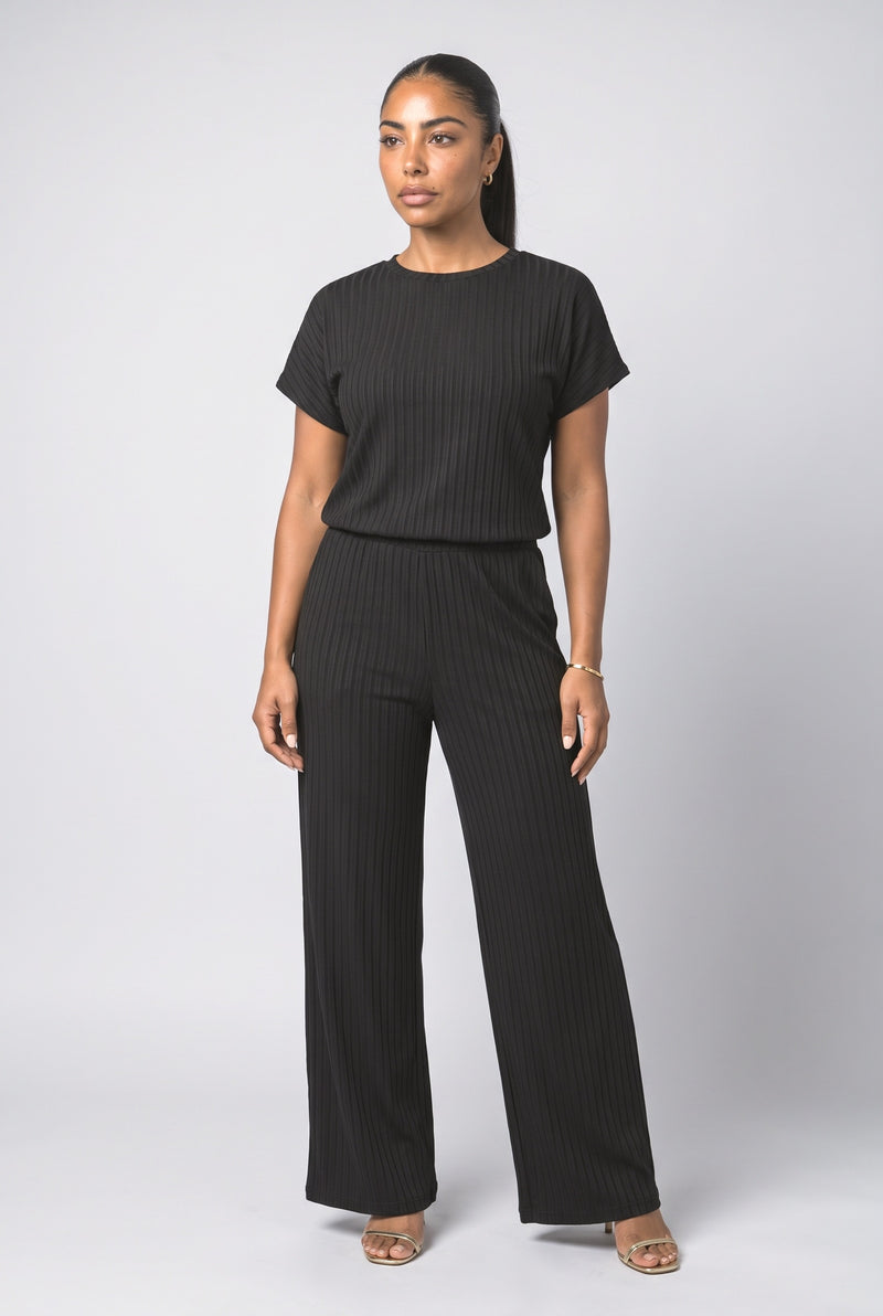 Black Ribbed Two Piece Outfit