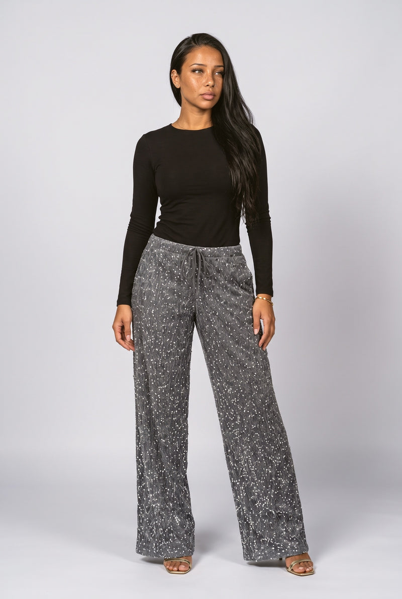 Sequin Wide Leg Pants
