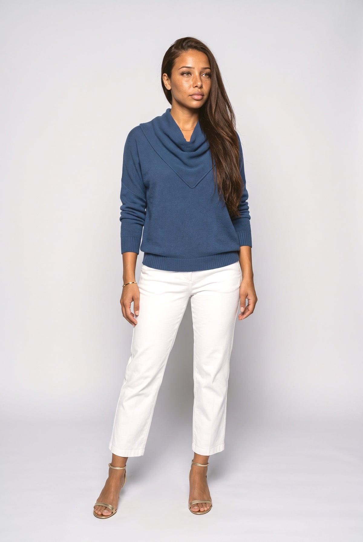 Cowl Neck Draped Pullover Sweater