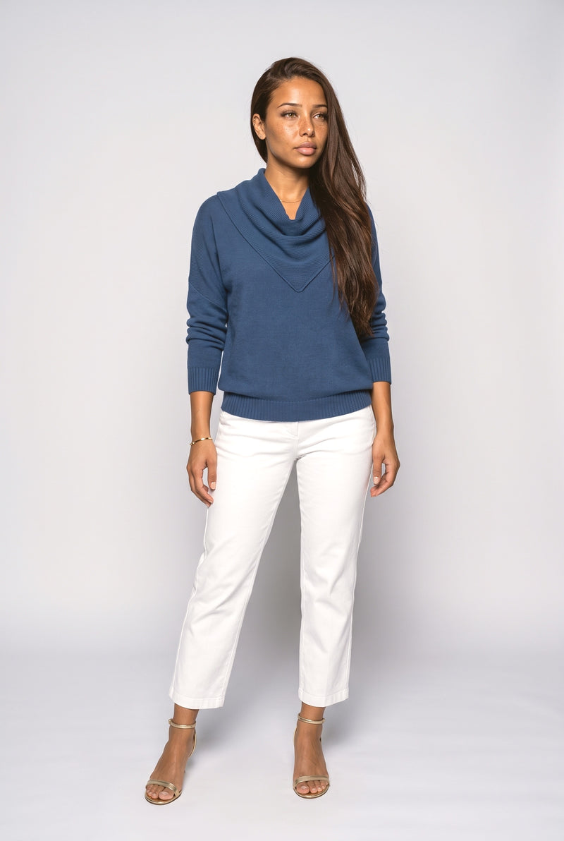 Cowl Neck Draped Pullover Sweater