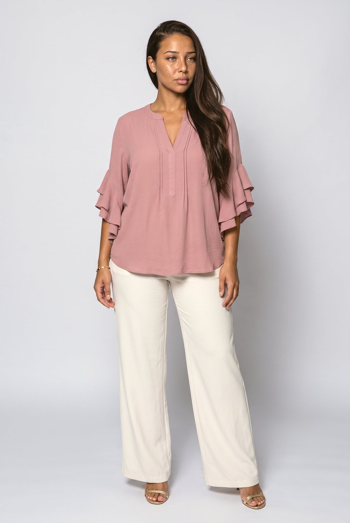 V-Neck Ruffle Blouse
