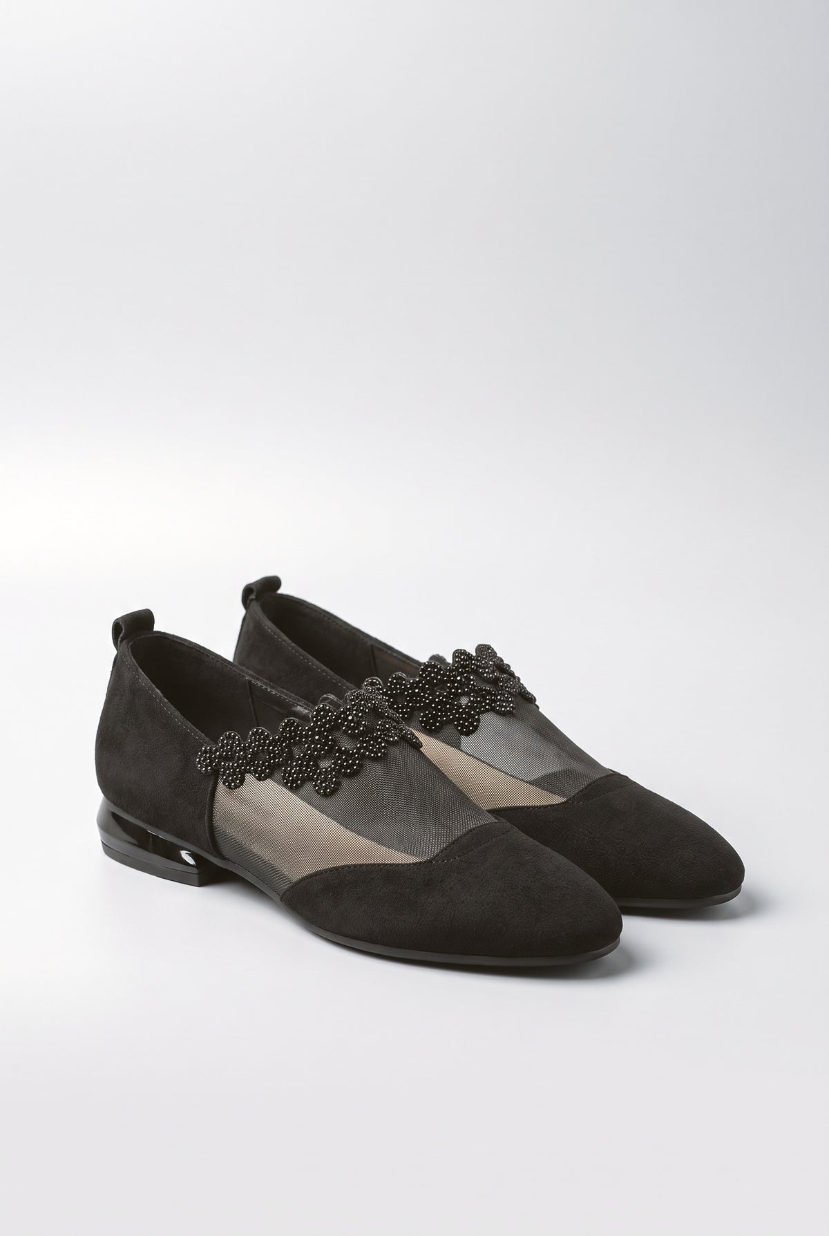 Black Beaded Casual Shoes Women, Black