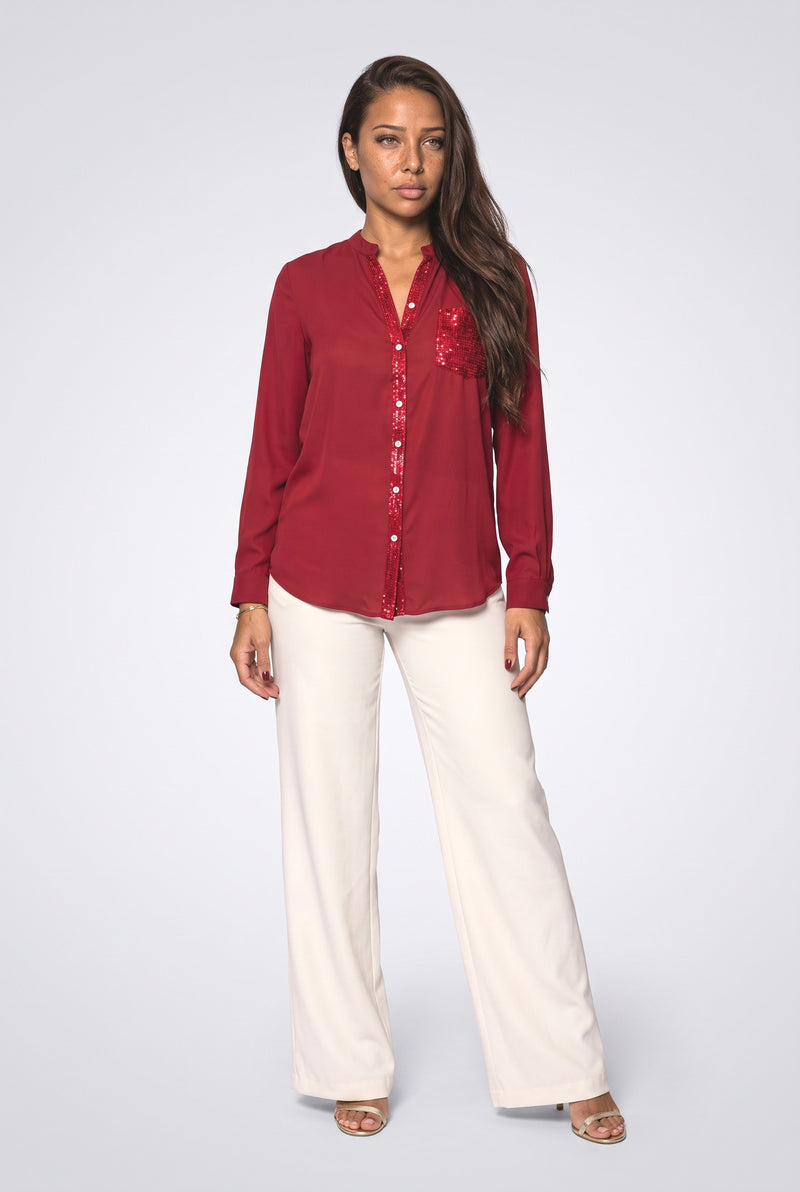 Red Sequin Blouse