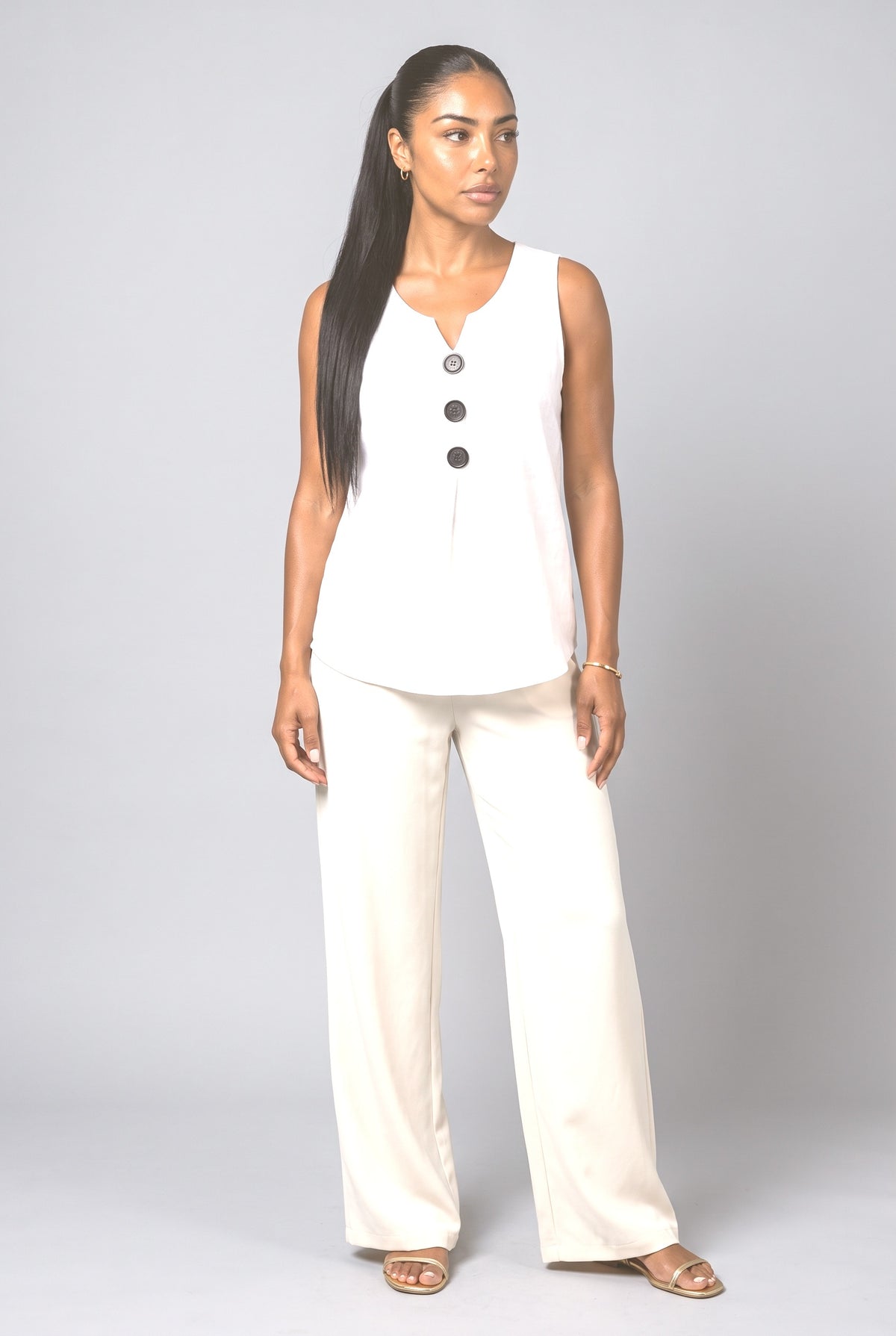 Linen V-Neck Sleeveless Tank Top