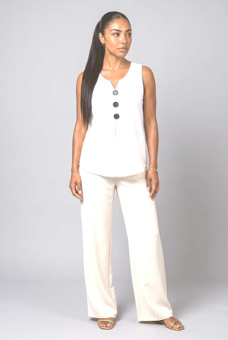 Linen V-Neck Sleeveless Tank Top