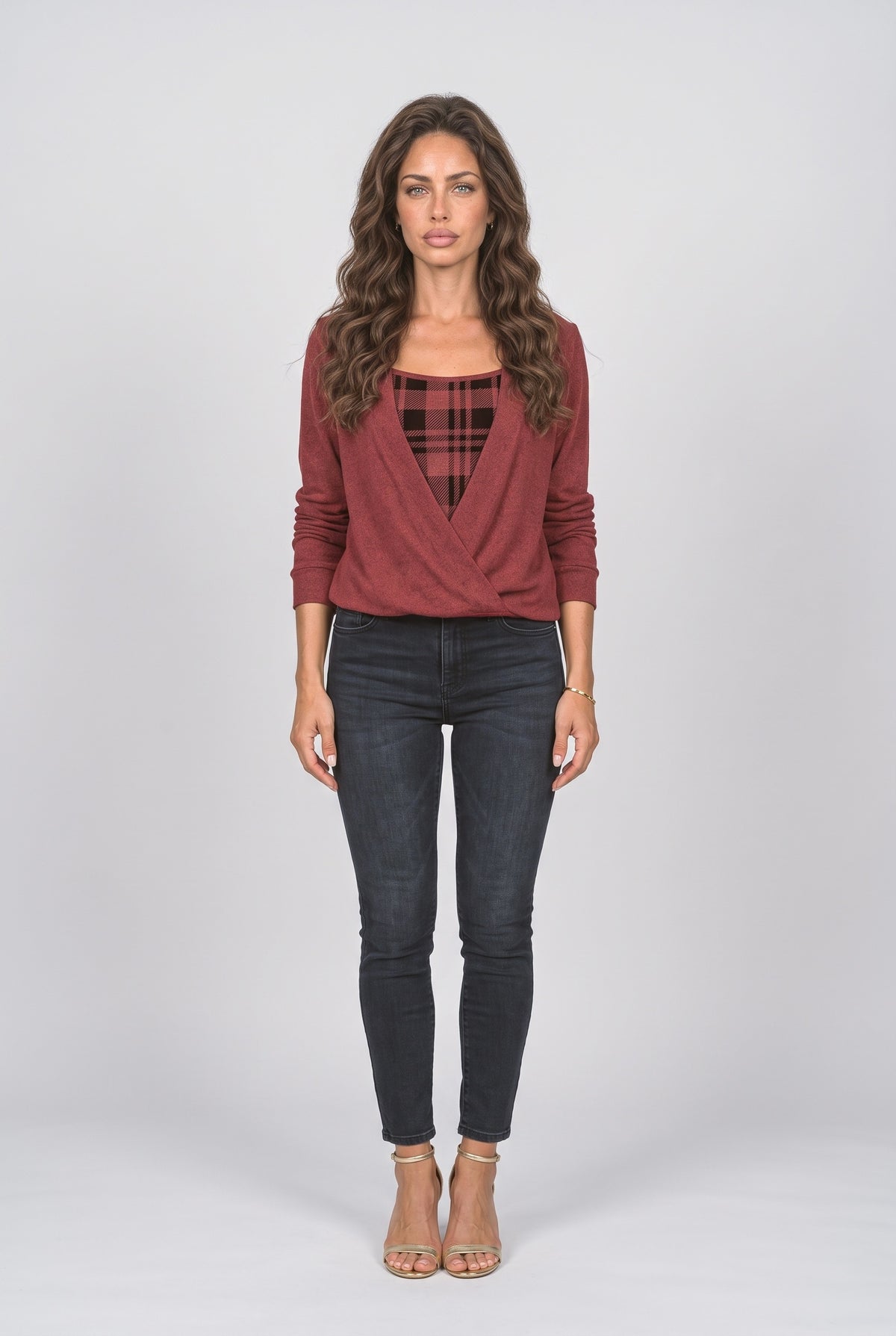 Plaid Knit Top
