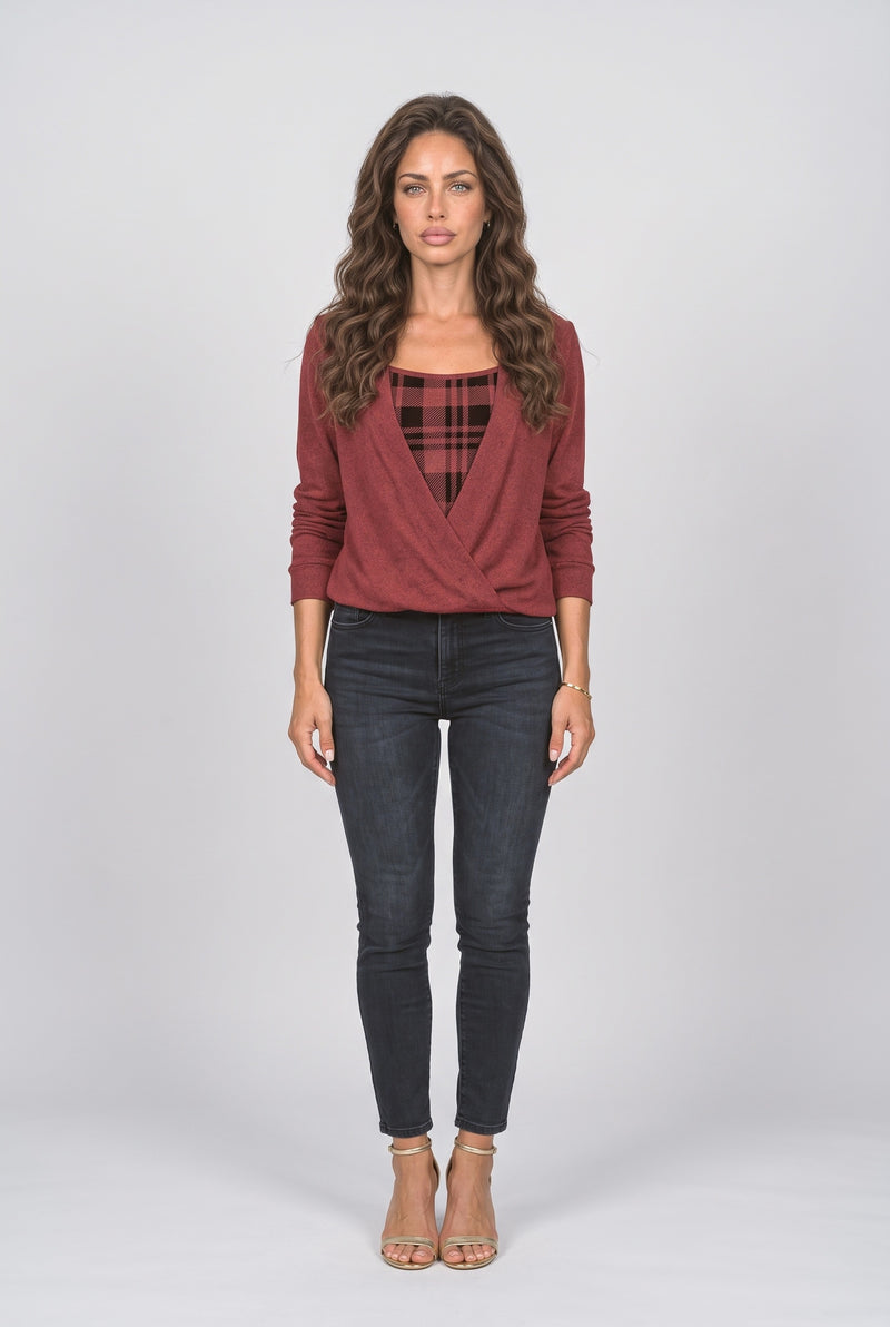 Plaid Knit Top