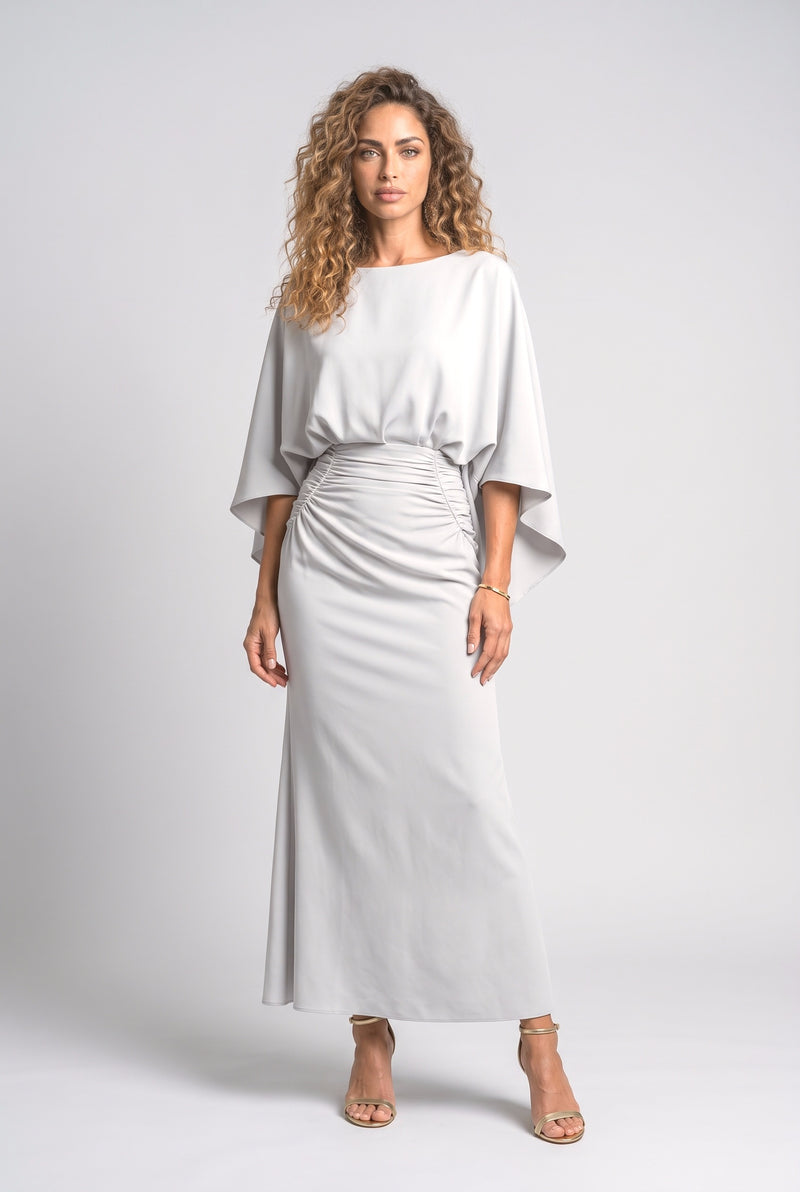 Batwing Sleeve Ruched Cocktail Dress