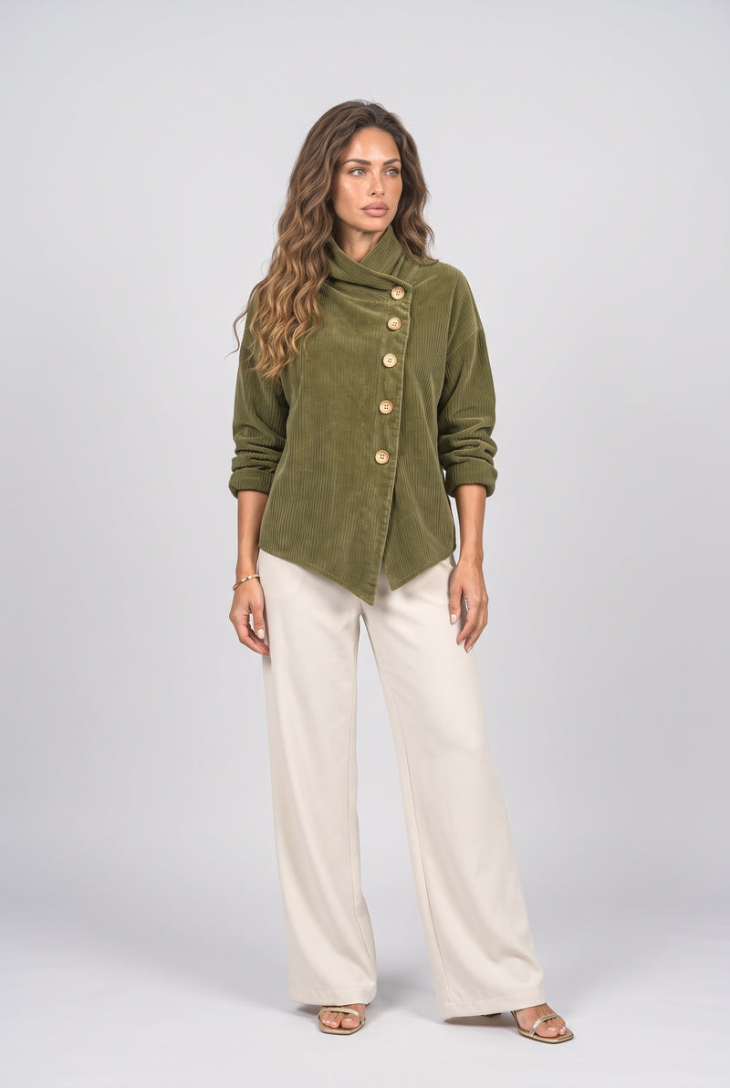 Olive Asymmetric Blouse