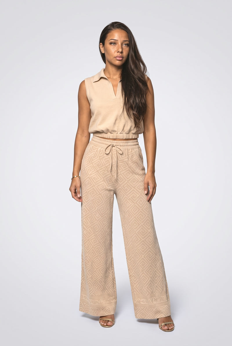 Beige Pink Two Piece Outfit