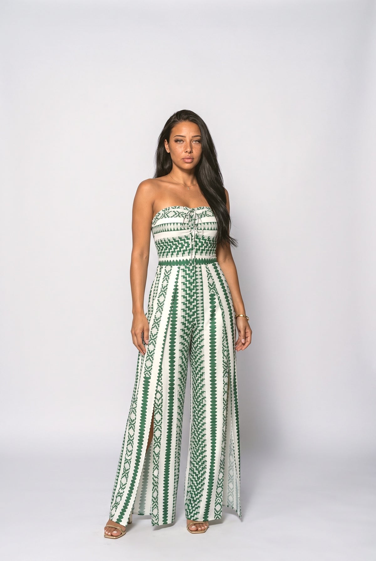 Strapless Geometric Jumpsuit
