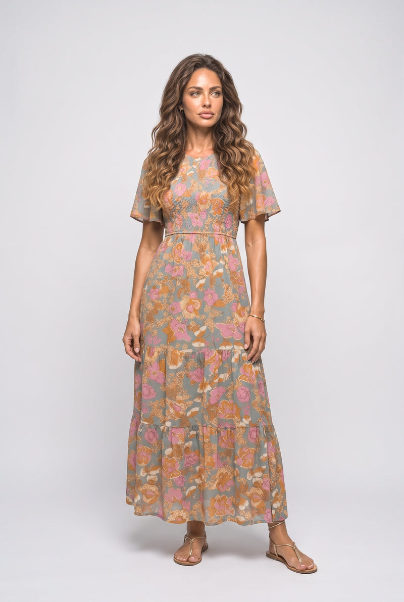 Lavender Ditsy Floral Maxi Dress