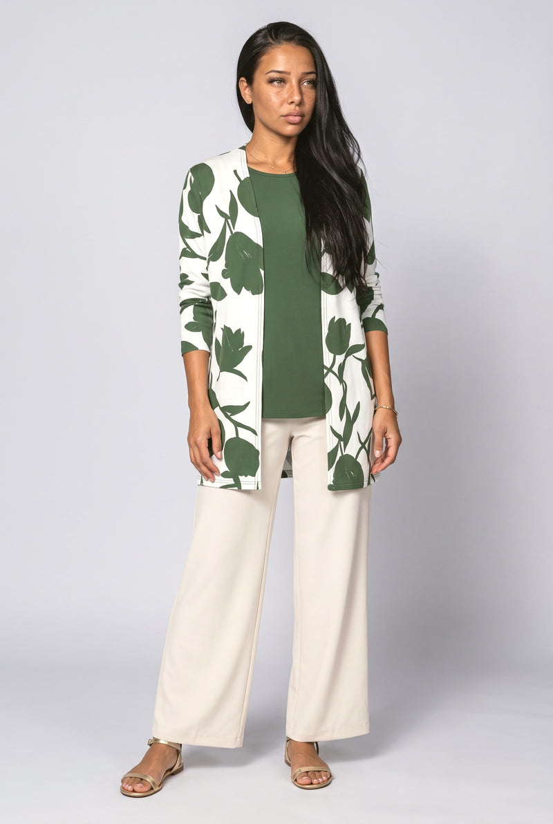 Olive Floral Knit Cardigan