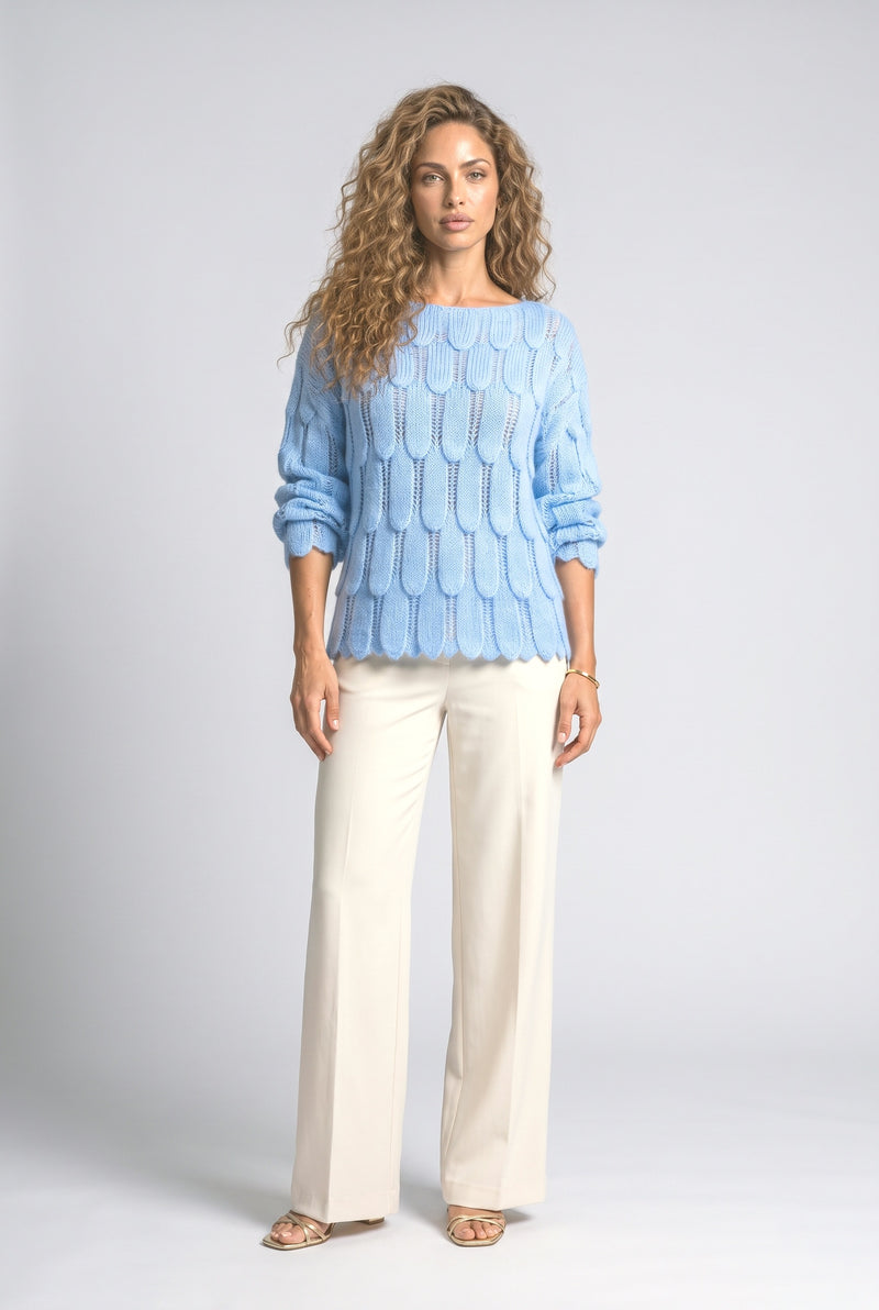 Sky Blue Knit Oversized Sweater